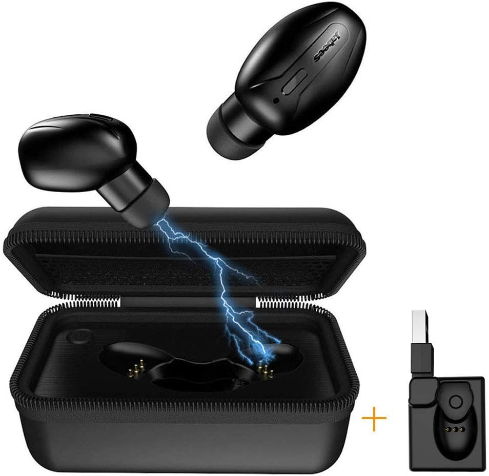 Jabees True Wireless Earbuds, Beez Waterproof Bluetooth Earphones,Premium Bass Stereo in-Ear Earphones W/mic, Charging Case for Headsets Included (Free Car Charger Dock)