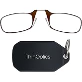 ThinOptics Keychain Reading Glasses - Slim Armless Pocket Readers - Black, Brown 2.0x