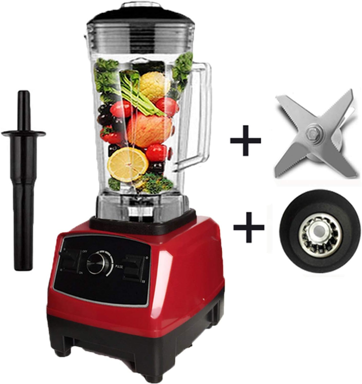 Heavy Duty Commercial Blender Mixer High Power Food Processor Ice Smoothie Bar Fruit Electric Blender,red blade drive