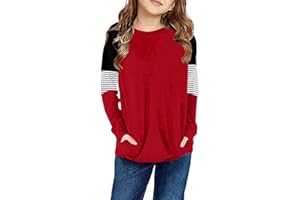 storeofbaby Girls Shirts Casual Long Sleeve Tops Loose Round Neck Tunic Blouse