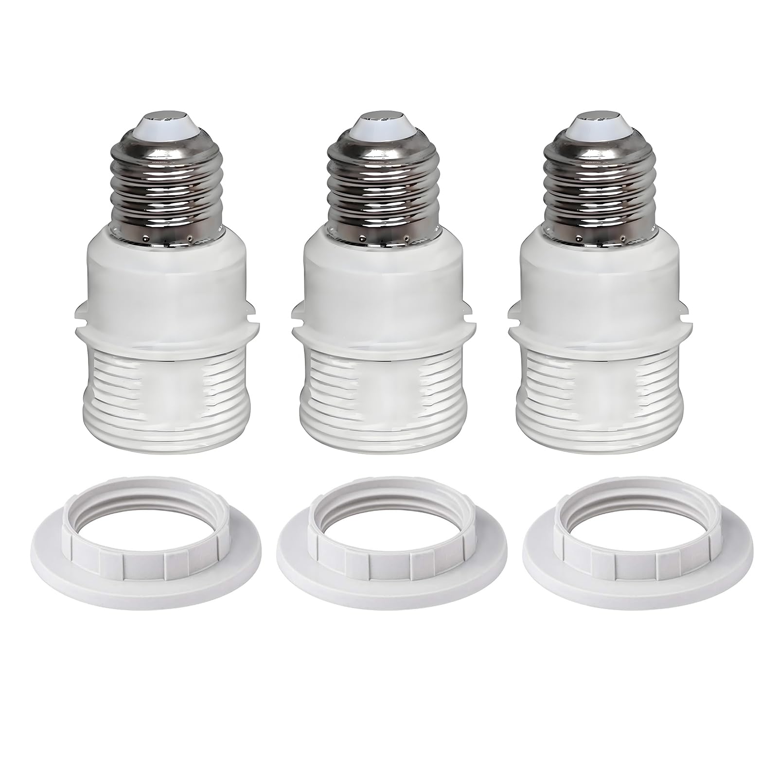 FINELED E27 to E27 Socket Extender, E27/E26 to E27/E26 Lamp Holder Adapter (3-Pack)