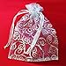 50 Organza Gift Bags (White with Silver Details, 4.5