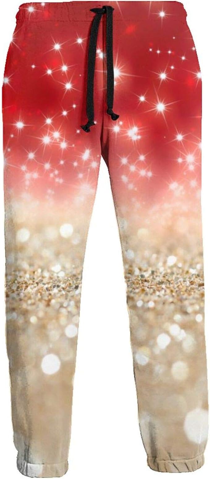 Red Gold Glitter Adult Pants Elastic Sweatpants Pocketed Hip Hop Sports Trousers Amazon.ca