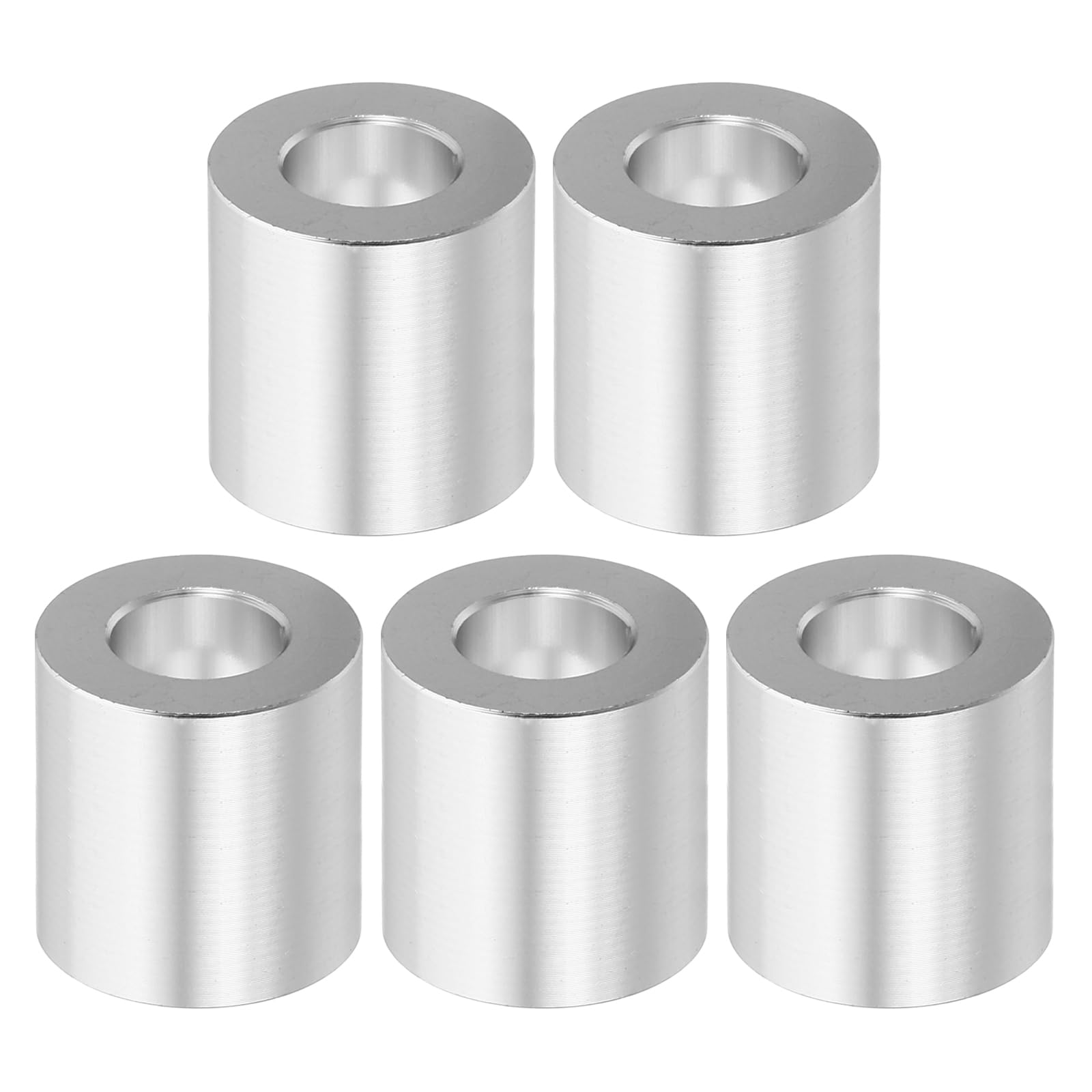 PATIKIL M10 Aluminum Spacers, 5 Pcs Metal Spacer Aluminum M10 X3/4"OD X7/8"L Aluminum Spacer Screw Standoff Round for 3/8" or M10 Screw Bolts, Silvery