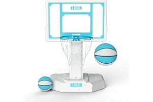 IGL Pool Basketball Hoop Outdoor, Outdoor Poolside Basketball Hoop, Base & Stand Double Water Storage with 2 Ball & Inflator, Stainless Steel Basketball Rim, Fixed Height