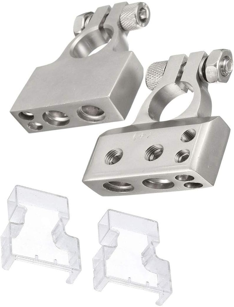 Liyafy 2/4/8/10 Gauge Awg Positive & Negative Battery Terminal Clamp Replacement Car Battery Terminal Connectors - Fast and Easy Installation for Car Auto Caravan 2Pcs