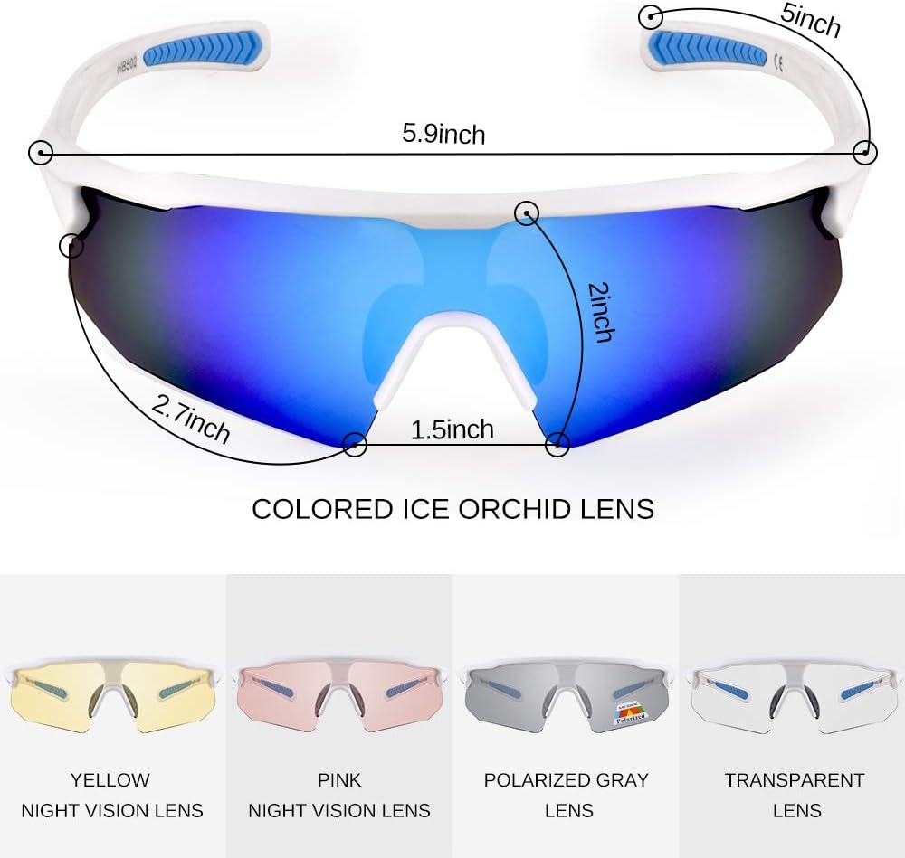 Snowledge Cycling Glasses with 5 Interchangeable Lens UV 400 Protection Polarised Sports Sunglasses for Men Women Running Climbing Fishing Driving Golfing - Image 4
