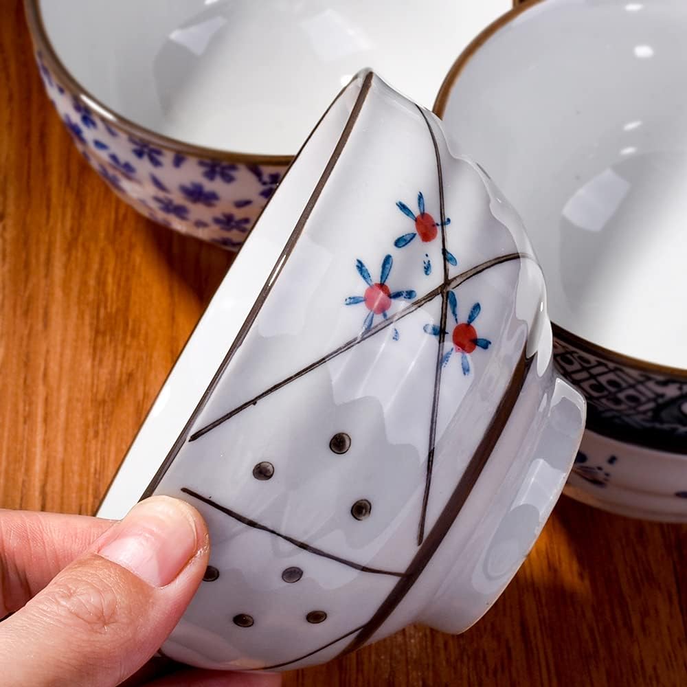  | Japanese Ceramic Rice Bowls set, Soup Bowls for Rice Soup Salad Snack: Rice Bowls