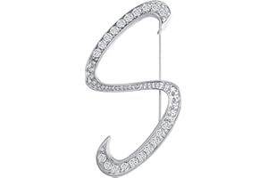 LiaSun A-Z 26 Letters Pins Brooches Silver Plated Metal Broaches Pins-Clear Crystal Initial Breastpin