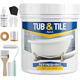 Tub and Tile Paint Refinishing Kit, 17.6oz Bathtub Refinishing Kit White with Tools and Hardener, Semi-Gloss White Tub Paint for Bathtub, Sink, Low Odor and Easy to Use, 25-30sq.ft