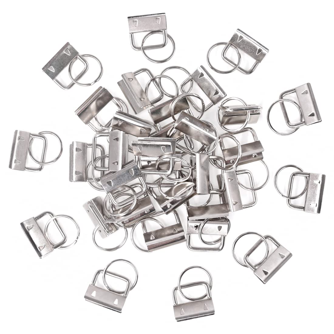 Swpeet 45Pcs Sliver 1 Inch Key Fob Hardware with Key Rings Sets, Perfect for Bag Wristlets with Fabric/Ribbon/Webbing/Embossed and Other Hand Craft - 25mm