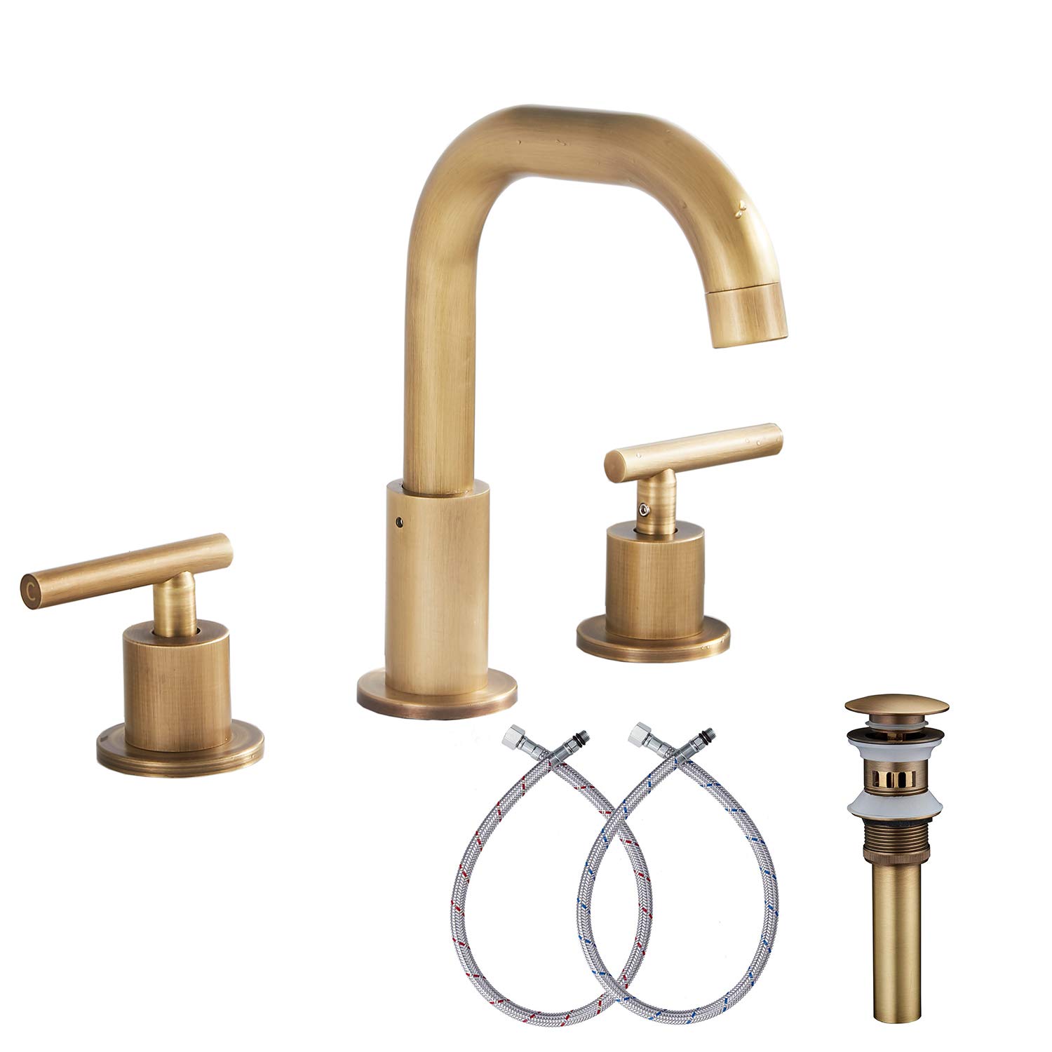 GGStudy 360° Swivel Spout 2 Handles 3 Holes 8inch Widespread Bathroom