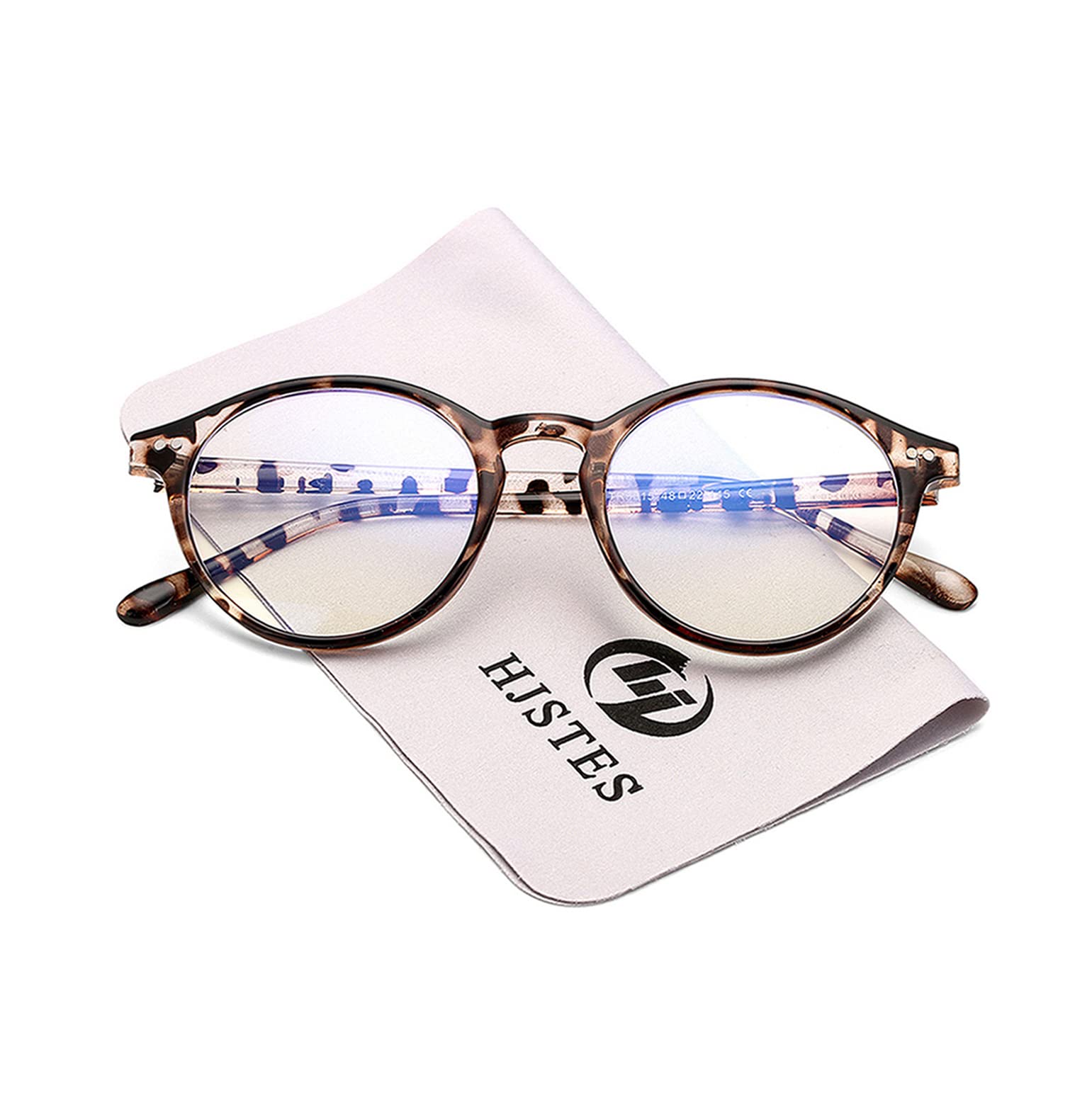 Photo 1 of HJSTES Vintage Blue Light Glasses for Women Men Round Bluelight Blocking Glasses Thick TR90 Frame Eyeglasses(White Leopard)