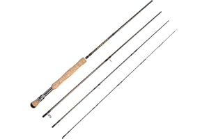 BIGCHUB Fly Fishing Rod, Carbon Fiber, 9ft to 10ft, 5/6wt to 7/8wt, 4 Piece Sections, Lightweight, Medium-Fast Action, Cork Grip, Hard Chromed Guides, Freshwater Bass Trout Fishing
