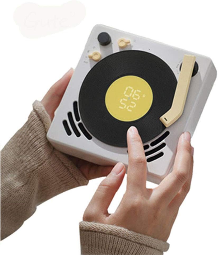 FWRSR Phonograph Mini Retro Design Bluetooth Speaker Jukebox Alarm Clock Sleep Timer Turntable Suspenable