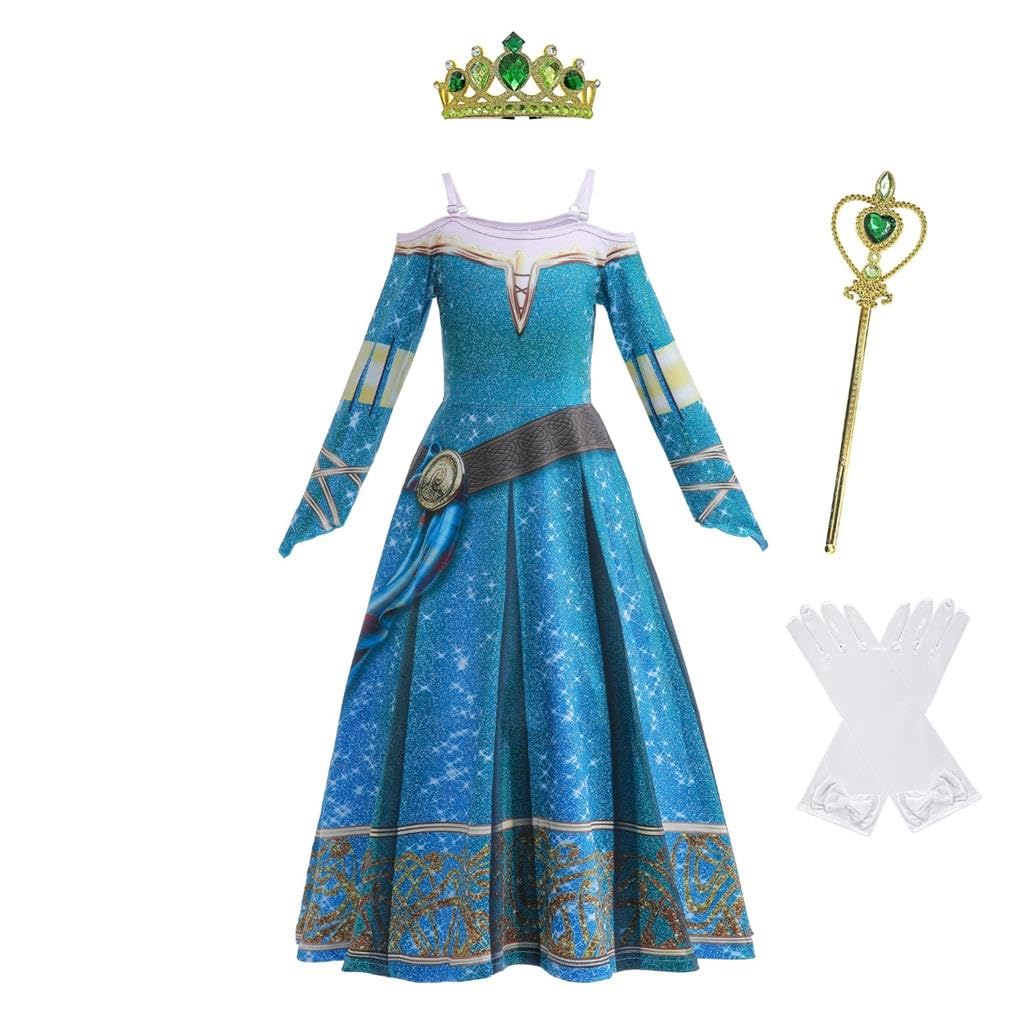 Lito Angels Princess Merida Fancy Dress Up Costume with Accessories for World Book Day Kids Girls Age 12-13 Years (Tag Number 160), Blue
