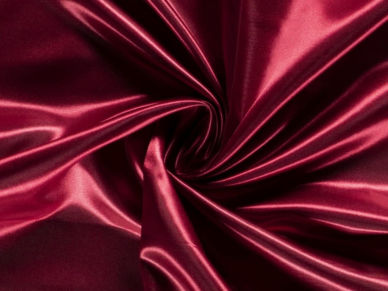 100% Polyester/Poly Silk Silky Satin Fabric, Dressmaking, Wedding, Prom - Dress Craft Fabric Material 58" - 150 cm Wide Sold As 1 Meter Pre - Cut Lengths (Wine)