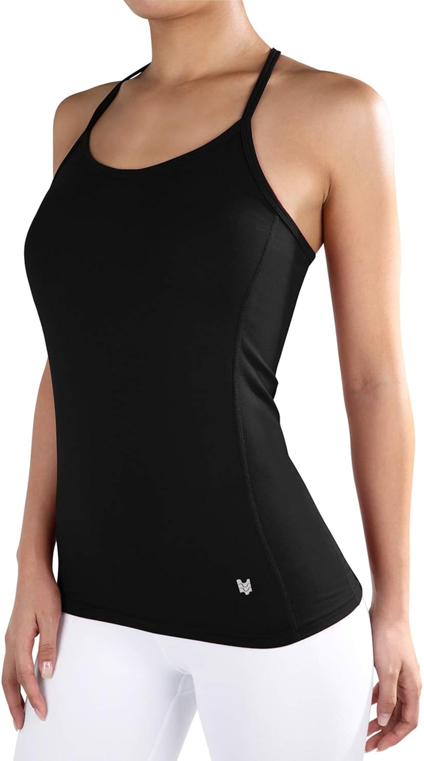ODODOS Workout Tank Tops for Women, Strappy Athletic Tanks with Side Pocket, Exercise Gym Yoga Shirts: Clothing
