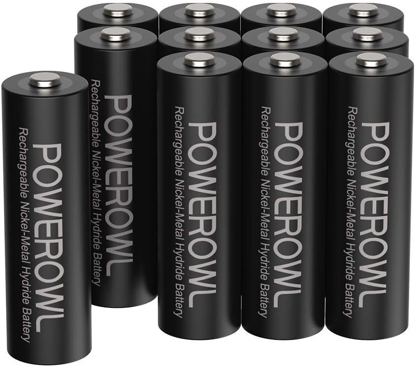 POWEROWL AA Rechargeable Battery 2800mAh NiMH 12 Pack 1.2V High Capacity