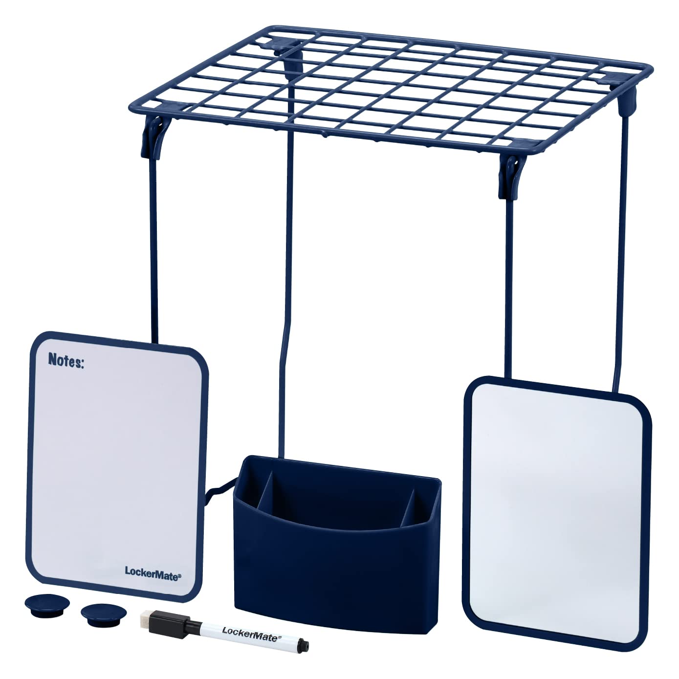 Photo 1 of LockerMate 7-Piece Locker Organizer Kit, Includes Locker Shelf, Mirror, Whiteboard, Storage Cup & Dry Erase Marker, Blue