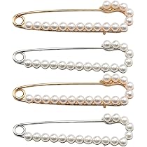 Lot De 4 épingles à Nourrice Décoratives Avec Perles - Couleurs Or Et Argent - Pour écharpes, Robes, Manteaux - Accessoire De Mode Tendance - 3