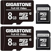 GIGASTONE 8GB Micro SD Card 2-Pack, Full HD Video, Surveillance Security Cam Action Camera Drone, 85MB/s Micro SDHC Class 10