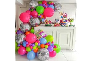 QYCX 90S Party Decorations 119 Pcs 80s 90s Balloon Garland Radio Balloon Pink Green Purple Blue Orange Balloons Disco Balloon