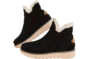 Ladmiple Snow Boots For Women Wide Width High-top Winter Boots Lace Up Warm Comfortable Outdoor Fur Lined Ankle Booties