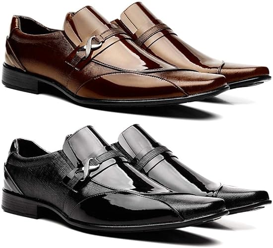 sapato social masculino verniz marrom