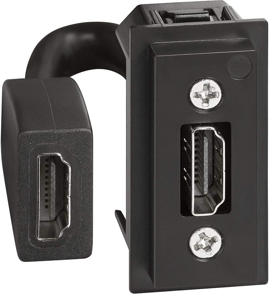 Bticino K4284P HDMI 2.0 Connector Preconnected, Living Now, 1 Module, Black, 18 cm