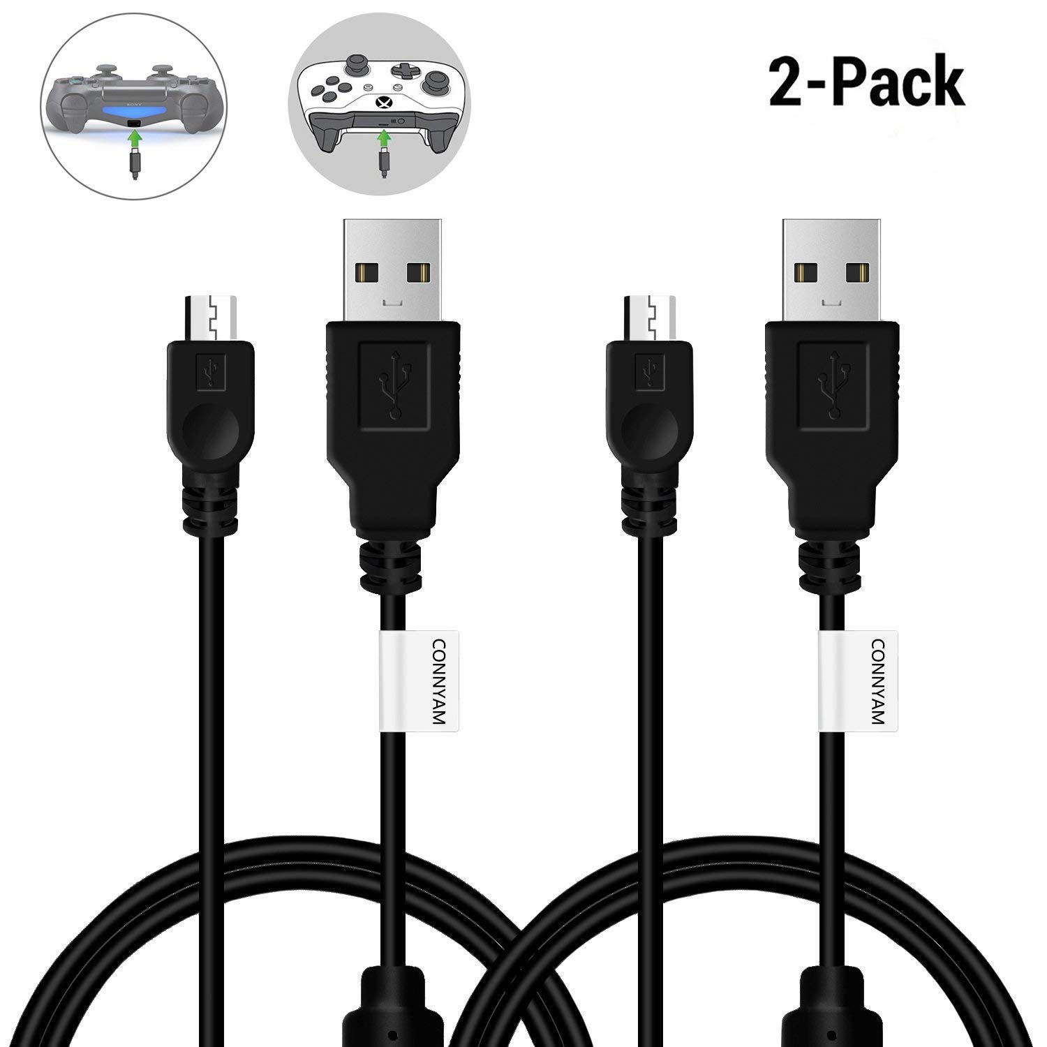 Amazon.com: connyam 2 Pack 10 ft/3 M driver de PS4 Cable de ...