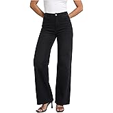 BlueMoment High Waisted Wide Leg Jeans for Women Stretchy Baggy Jeans Trendy BBL Jean Raw Hem Loose Denim Pants with Pocket