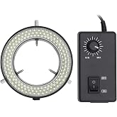 DIYPHONE Microscope 144 LED Ring Light Adjustable Illuminator,Microscope Lamp Source for Industry Stereo Microscope Camera,Black