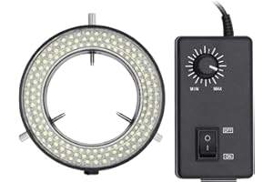 DIYPHONE Microscope 144 LED Ring Light Adjustable Illuminator,Microscope Lamp Source for Industry Stereo Microscope Camera,Black