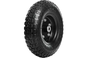 TAIFA 13 Inch 1 PC Rubber Pneumatic Replacement Tires and Wheels 4.00-6 with 5/8'' Bearing and 3.15'' Offset Hub, Anti-slip Inflated Air Wheel for Garden Wagon/Hand Truck/Trolley/Garden Scooter etc.