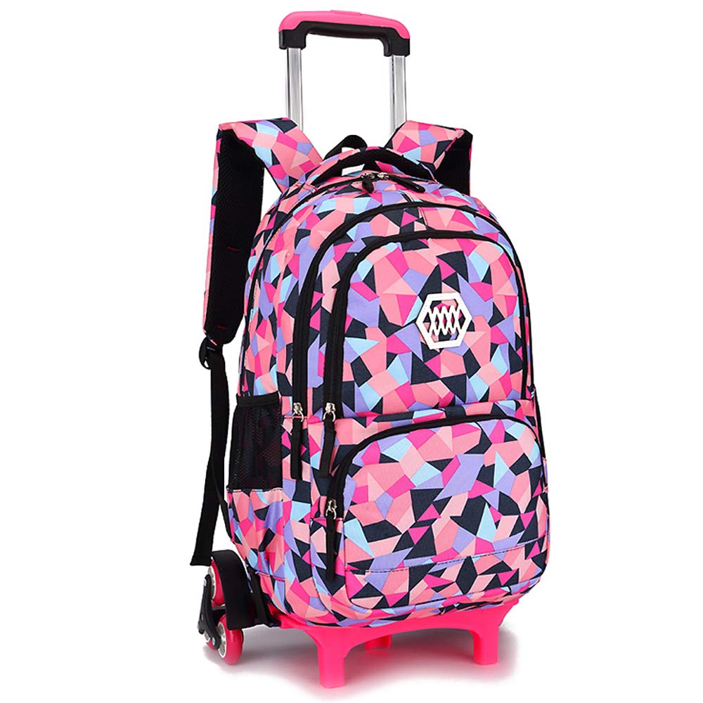 BOZEVON Kids Trolley Backpack - Backpacks for Girls School Bags Casual Daypacks Travel Trolley Backpack with Wheels, Black,6 Wheels