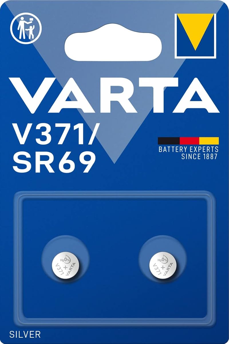 Varta SR69/V371 Battery Pack of 2 – Silver Oxide Coin 30mAh 1.55V