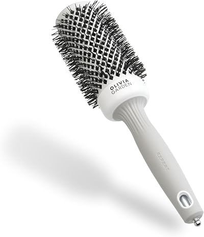 Olivia Garden Expert Blowout Shine Ceramic Round Brush 45 White Grey