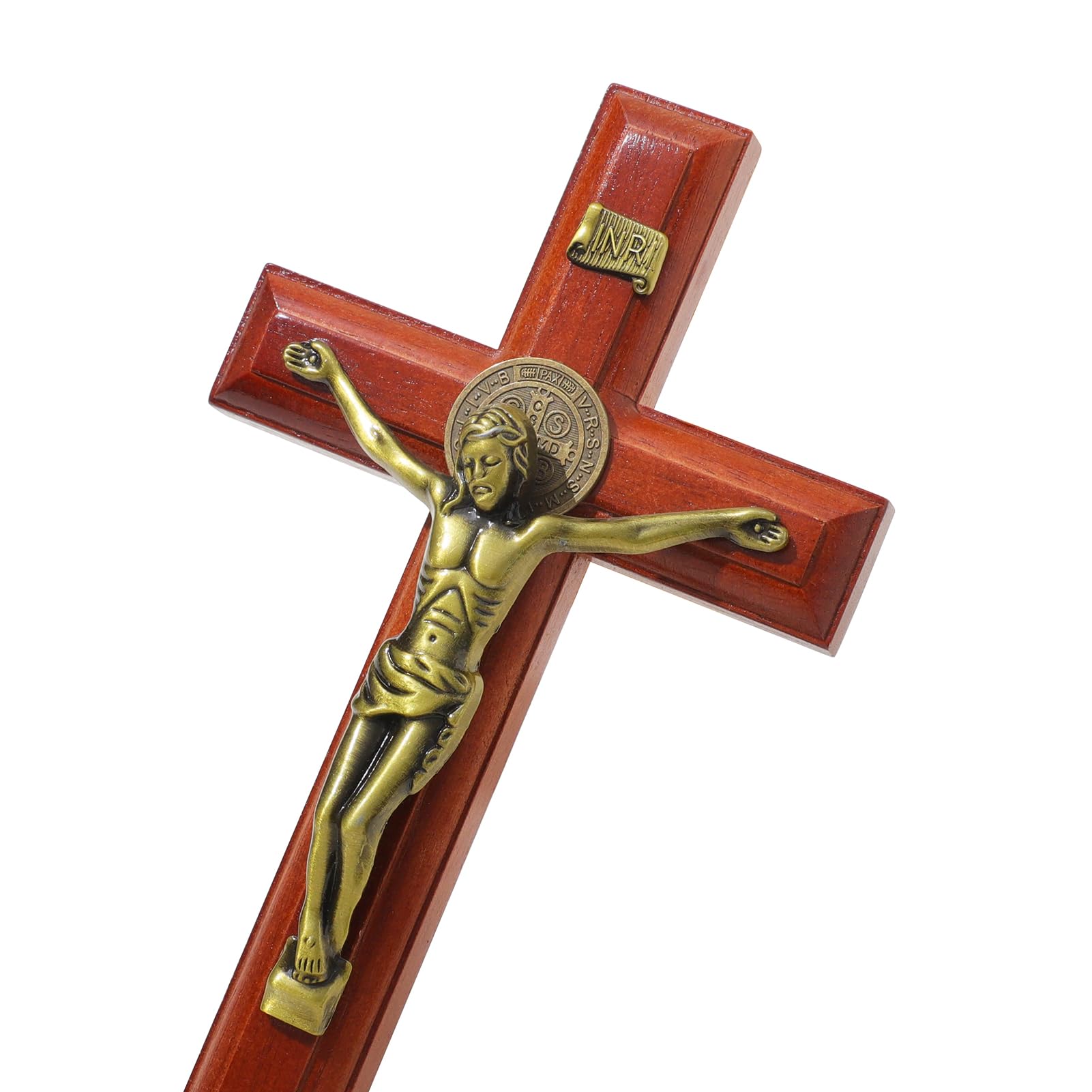 KOMI 10 Inch Crucifix Wall Cross Wooden Jesus Christ Crucifix Cross Catholic Hanging Wall Decor Catholic Gifts for Men Women