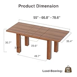 Extendable Dining Table for 6-10 Person, 55'' to