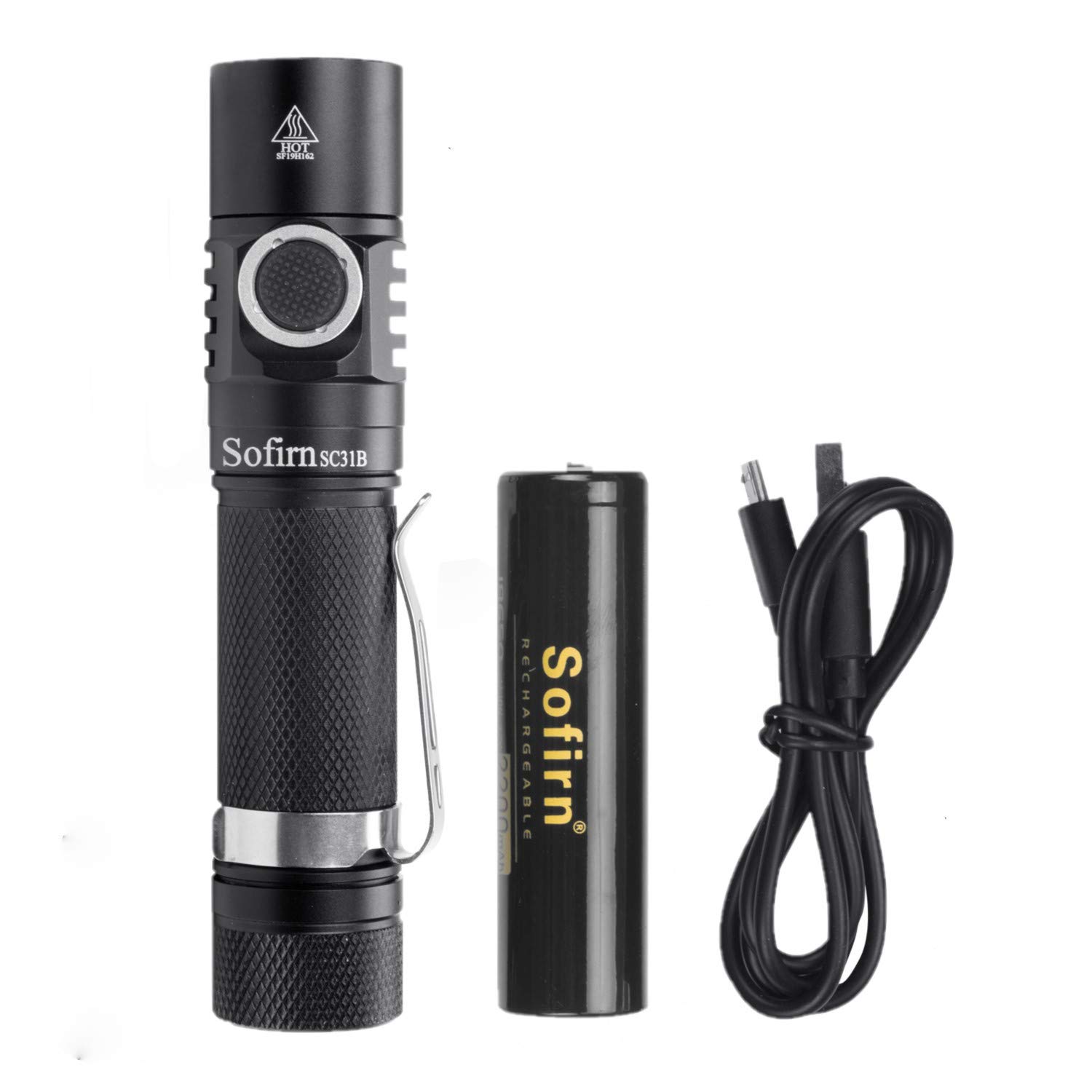 Sofirn 1000 Lumens Rechargeable LED Flashlight 18650 Battery Included, Super Bright EDC Pocket Light High Lumens, 5 Modes for Camping Hiking, SC31B