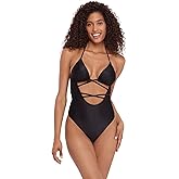 Steve Madden Womens Strappy Cutout Triangle One Piece Swimsuit