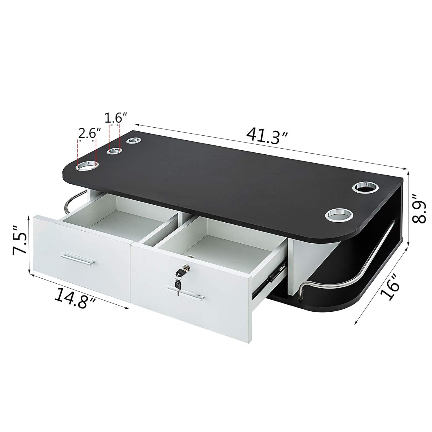 LOVSHARE Black & White Salon Wall Mount Styling Station Classic Locking 2 Drawers Storage Beauty Salon Spa Equipment Barber Station: Beauty