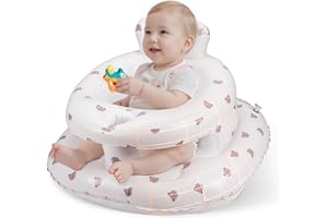 Inflatable Baby Seat for Babies 3–36 Months, Aloxina Sit Me Up Floor Chair with Built-in Air Pump, Extra-Wide Base & Anti-Tip Support, Infant Chair for Sitting & Feeding – Bear