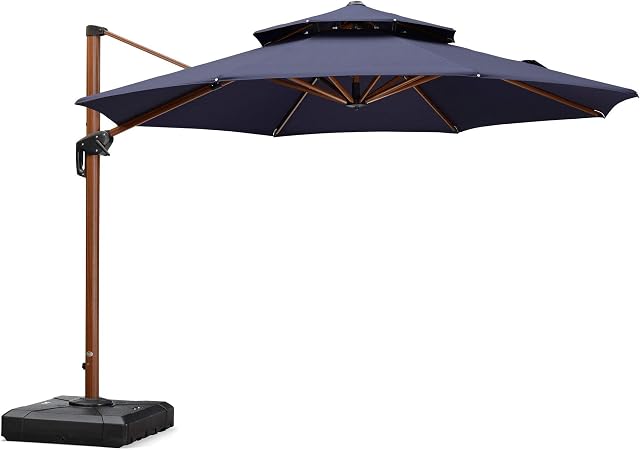 Amazon Com Purple Leaf 11ft Patio Umbrella Outdoor Round Umbrella Large Cantilever Umbrella Windproof Offset Umbrella Heavy Duty Sun Umbrella For Garden Deck Pool Patio Navy Blue Garden Outdoor