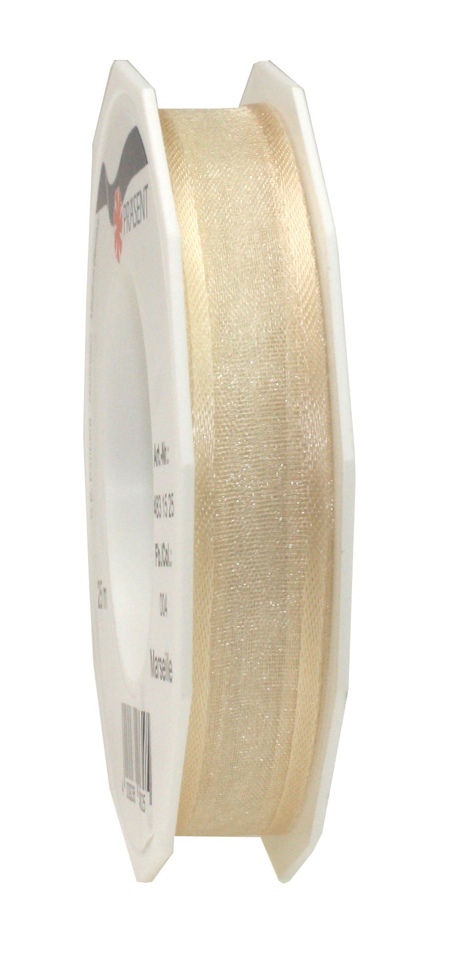 PRÄSENT - Marseille Wired Organza Ribbon Cream 15 mm width, 25 m length — image 1