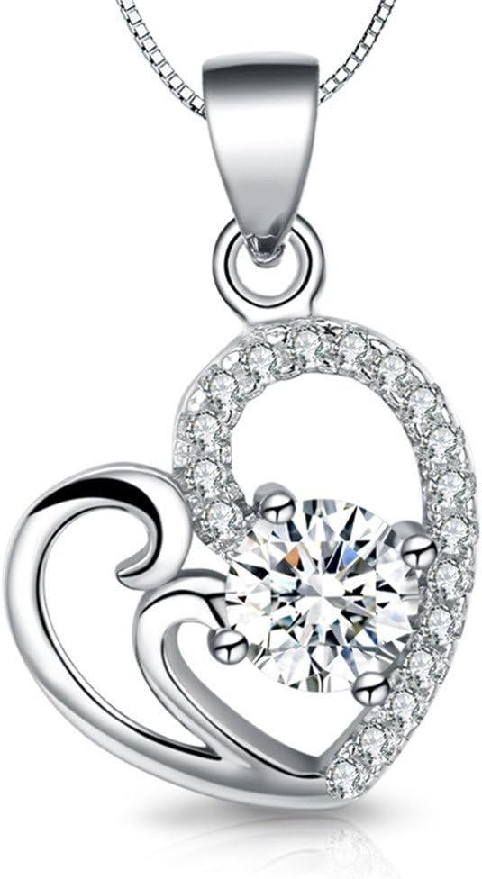 Necklace,925 Sterling Silver with 5A Cubic Zirconia Pendant Necklace Jewelry, Gift for Women