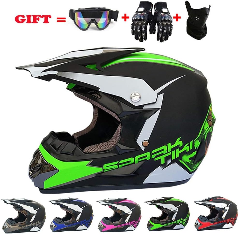 Genmaigou Helmet Off Road Four Seasons Helmet Complete Men's Helmet Motorcycle Helmet on Race Road Helmet Headset Off Road Gift Goggles Gloves Mask