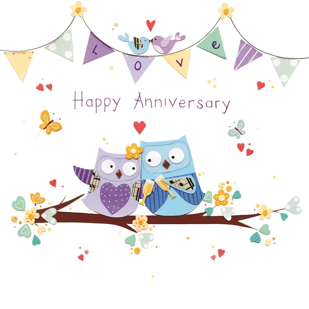 Owls on a Branch Anniversary Card Happy Anniversary Amazon.co.uk Office Products