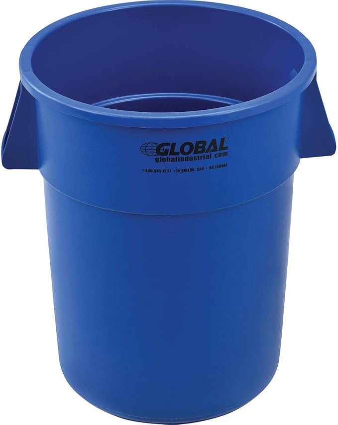 Global Industrial 55 Gallon Garbage Can, Blue Home & Kitchen